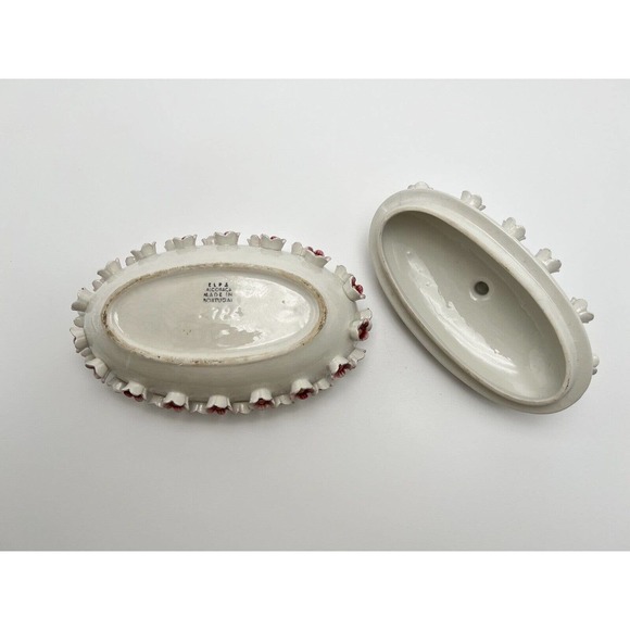 Vintage Candy Dish Pink Flowers And White Decor Candy Maker Alcobaca - Picture 4 of 4